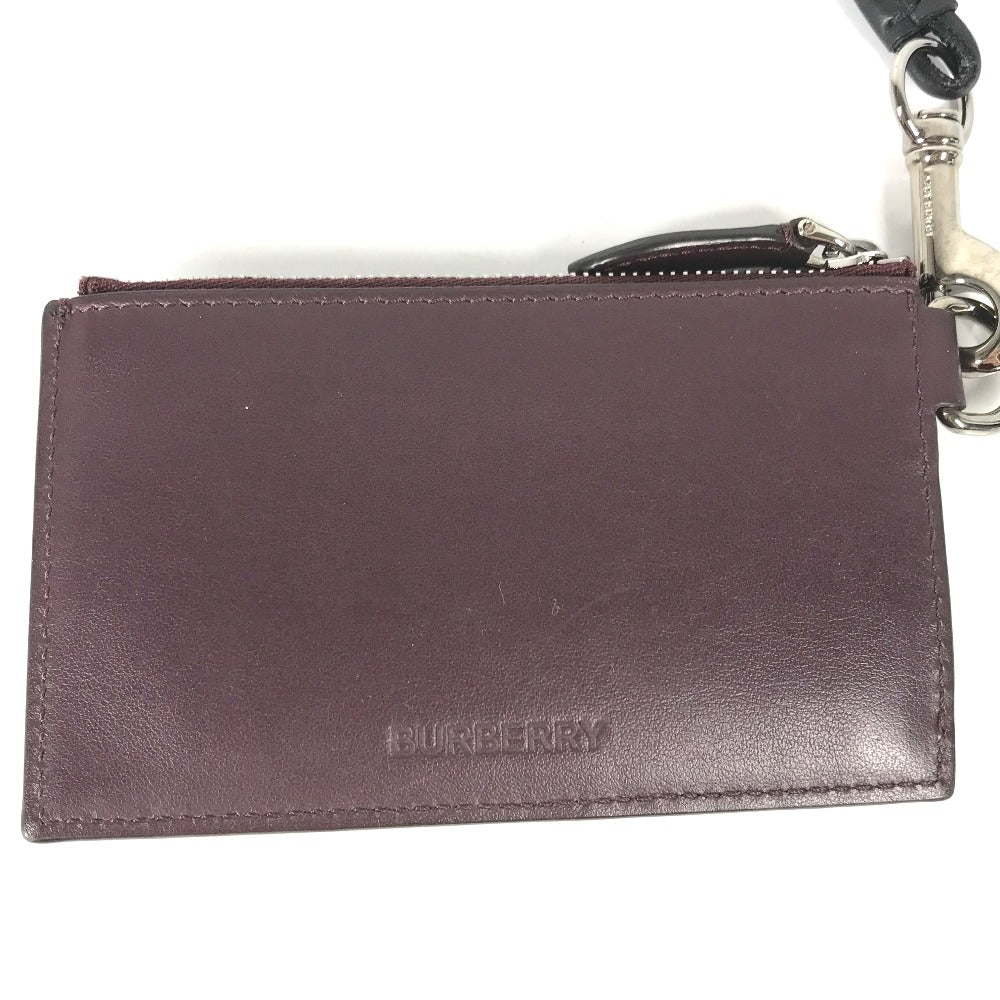BURBERRY Coin case leather Purple type Wallet Coin Pocket With TB strap mens Used Authentic