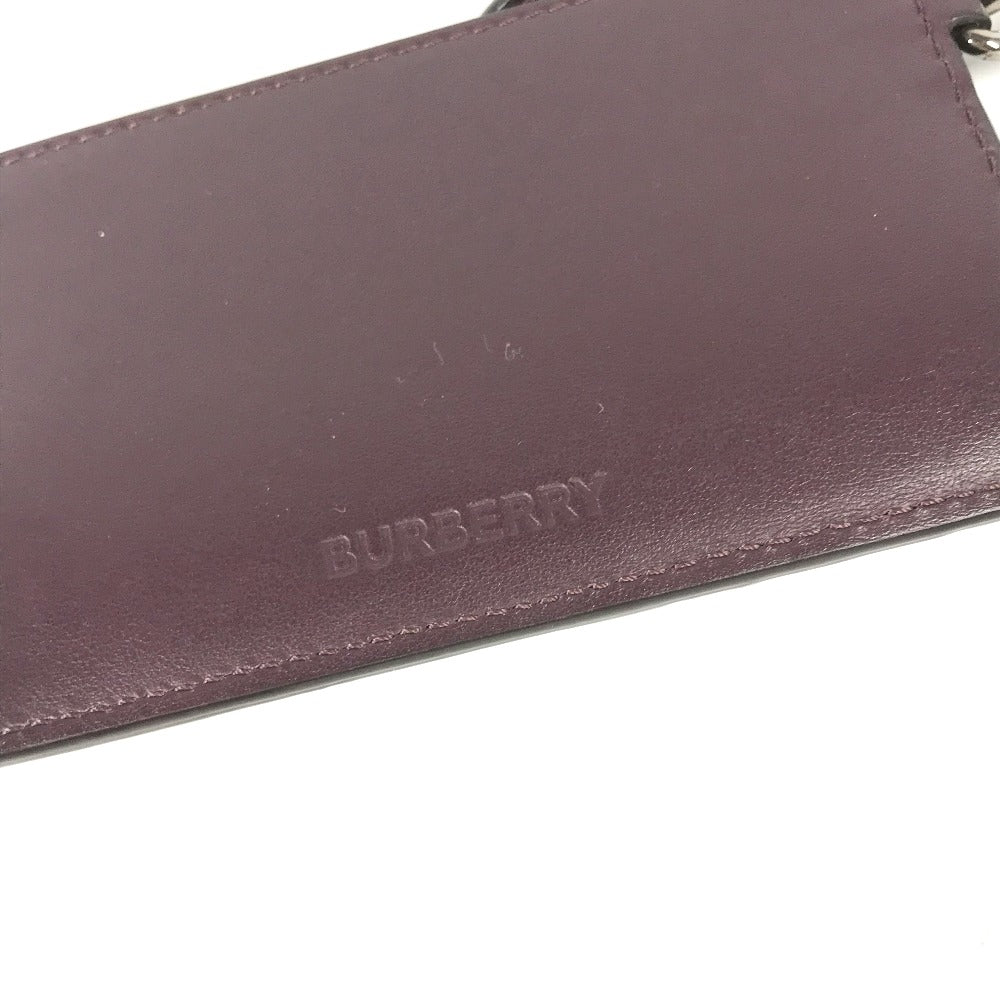 BURBERRY Coin case leather Purple type Wallet Coin Pocket With TB strap mens Used Authentic