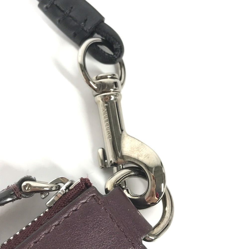 BURBERRY Coin case leather Purple type Wallet Coin Pocket With TB strap mens Used Authentic
