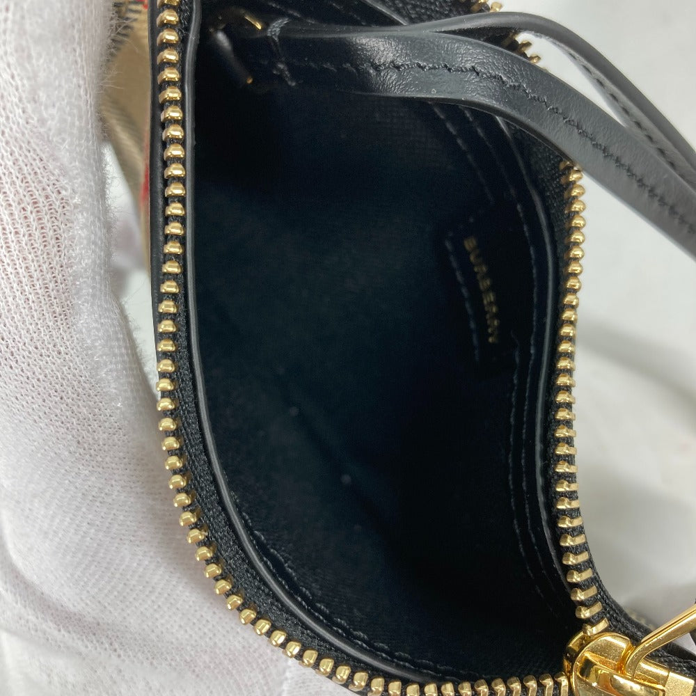 BURBERRY Coin case 8045031 Leather / canvas beige Coin Pocket Wallet Olympia Women Used Authentic