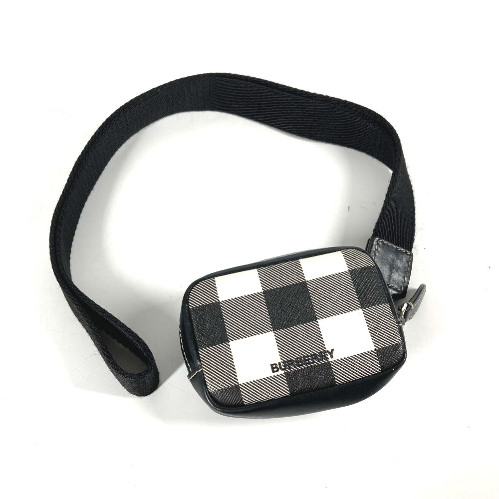 BURBERRY Coin case Leather, PVC black Coin Pocket Wallet check Women(Unisex) Used Authentic