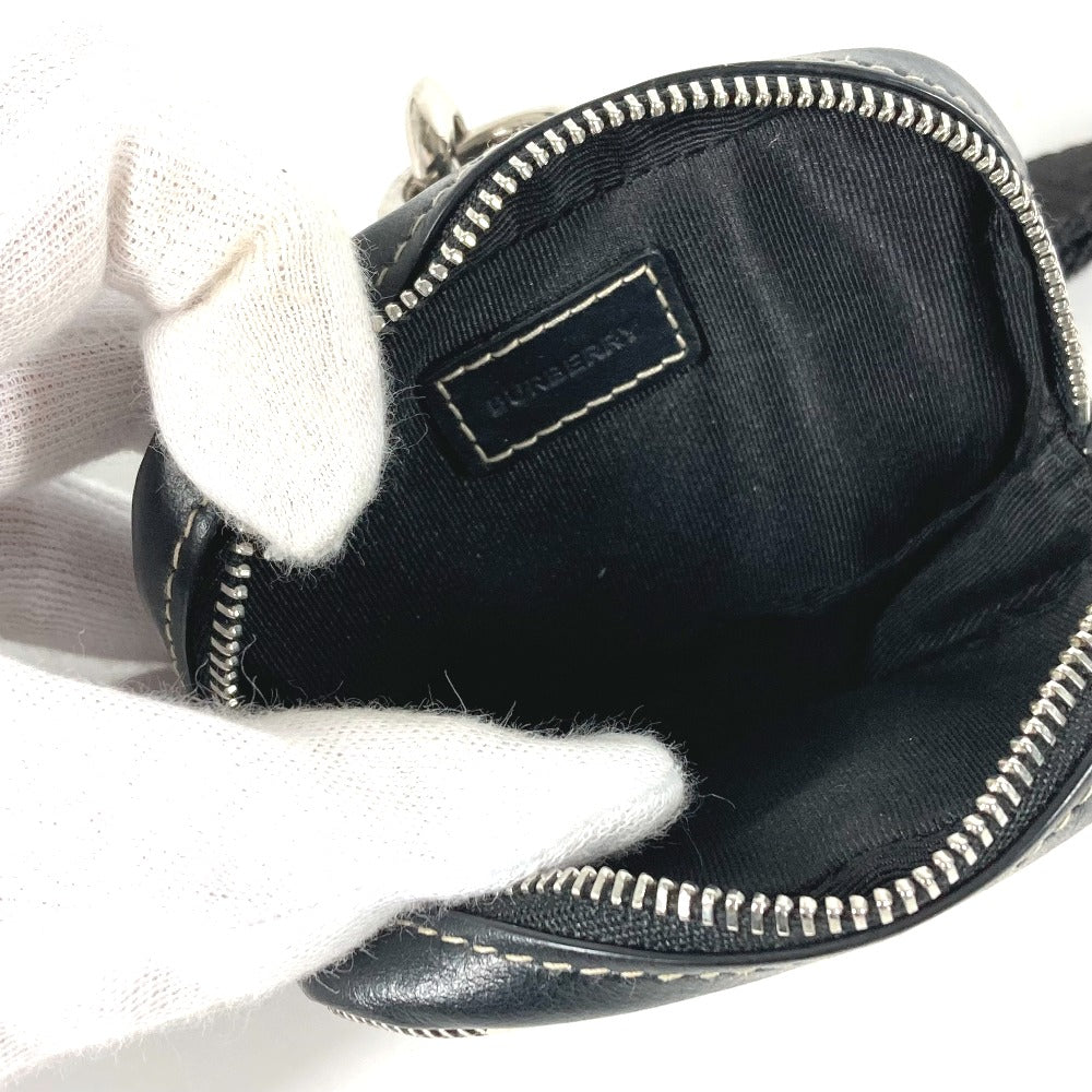 BURBERRY Coin case Leather, PVC black Coin Pocket Wallet check Women(Unisex) Used Authentic