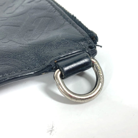 BURBERRY Clutch bag leather black TB logo mens Used Authentic