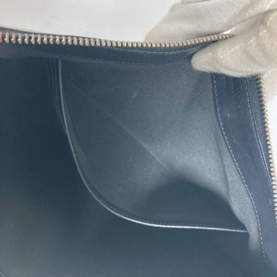 BURBERRY Clutch bag leather black TB logo mens Used Authentic