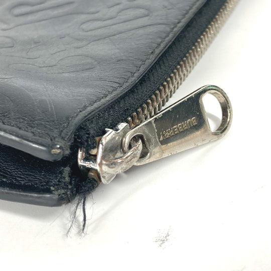 BURBERRY Clutch bag leather black TB logo mens Used Authentic