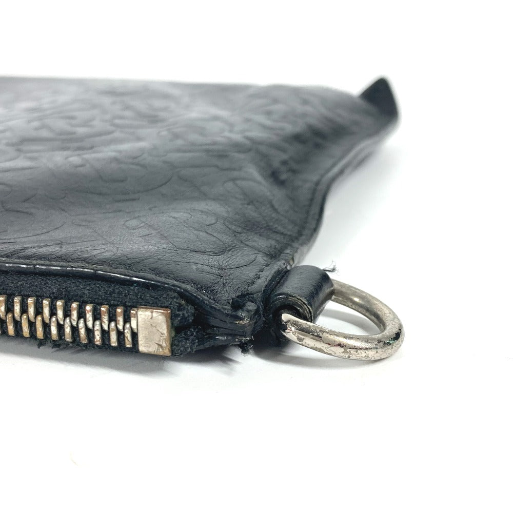 BURBERRY Clutch bag leather black TB logo mens Used Authentic