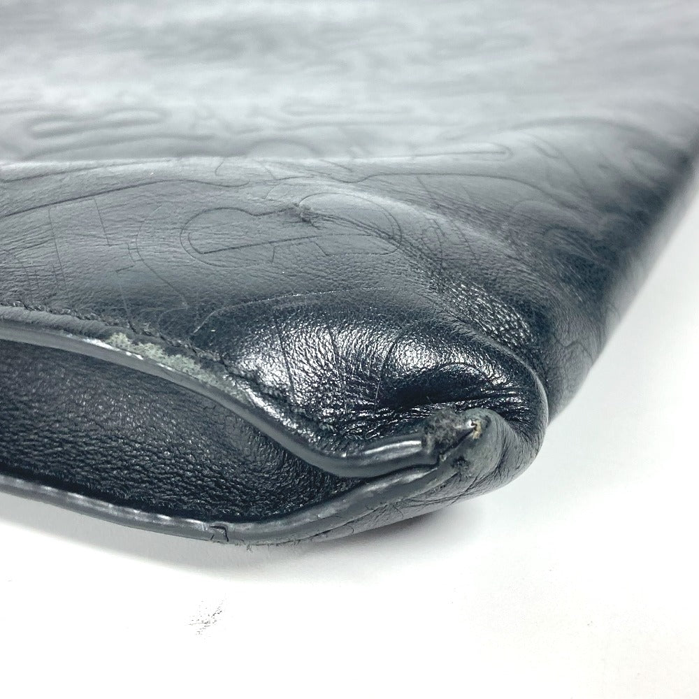 BURBERRY Clutch bag leather black TB logo mens Used Authentic