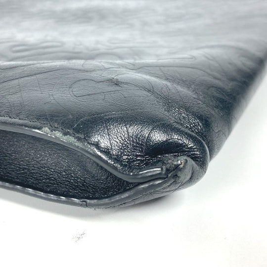 BURBERRY Clutch bag leather black TB logo mens Used Authentic