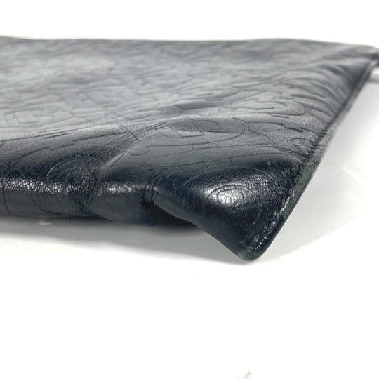 BURBERRY Clutch bag leather black TB logo mens Used Authentic