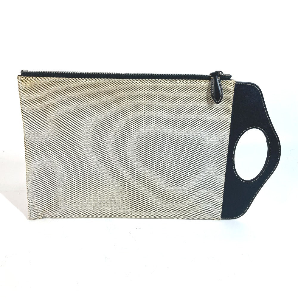 BURBERRY Clutch bag Leather / canvas gray logo mens Used Authentic