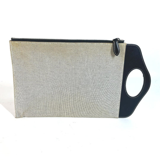 BURBERRY Clutch bag Leather / canvas gray logo mens Used Authentic