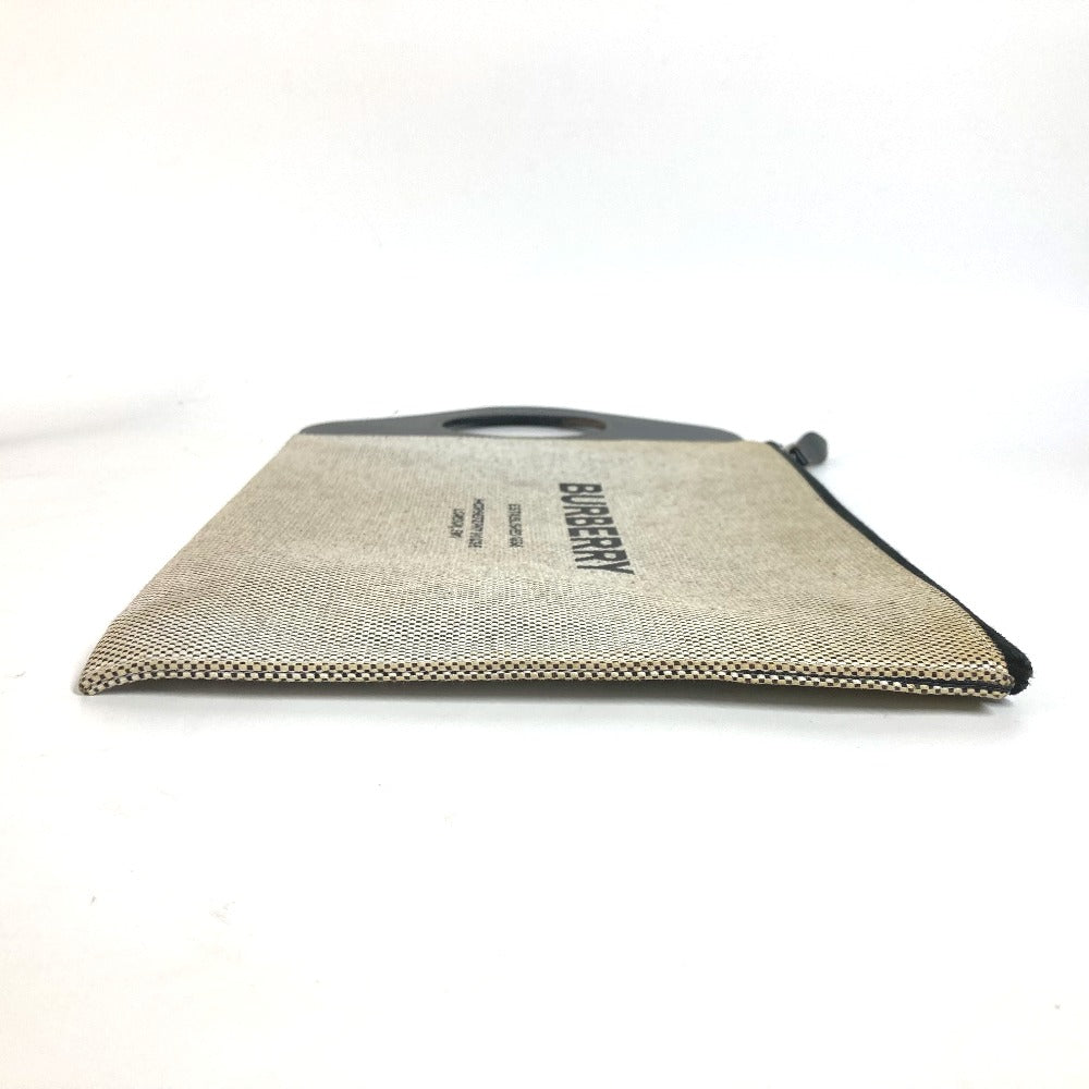 BURBERRY Clutch bag Leather / canvas gray logo mens Used Authentic
