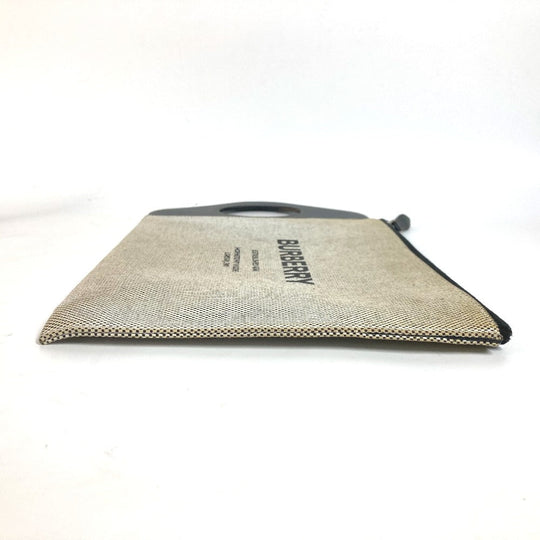 BURBERRY Clutch bag Leather / canvas gray logo mens Used Authentic