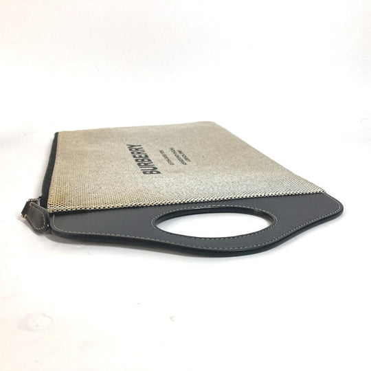 BURBERRY Clutch bag Leather / canvas gray logo mens Used Authentic