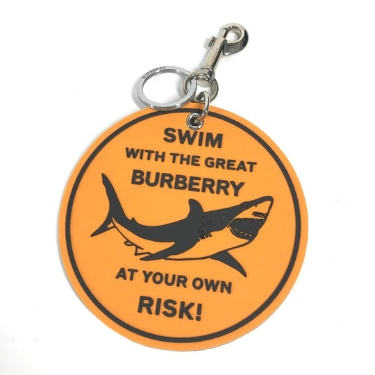 BURBERRY key ring rubber Orange logo shark Women Used Authentic