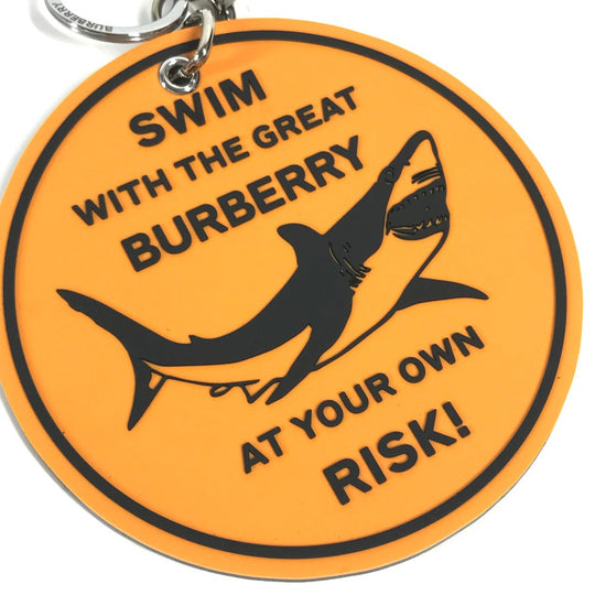 BURBERRY key ring rubber Orange logo shark Women Used Authentic