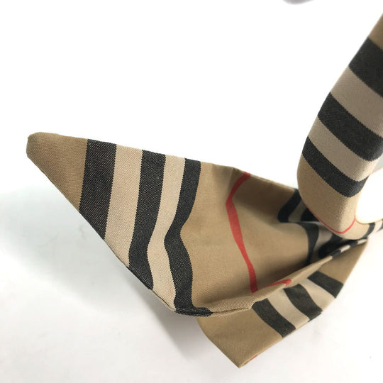 BURBERRY hair accessory canvas beige Check ribbon Women Used Authentic
