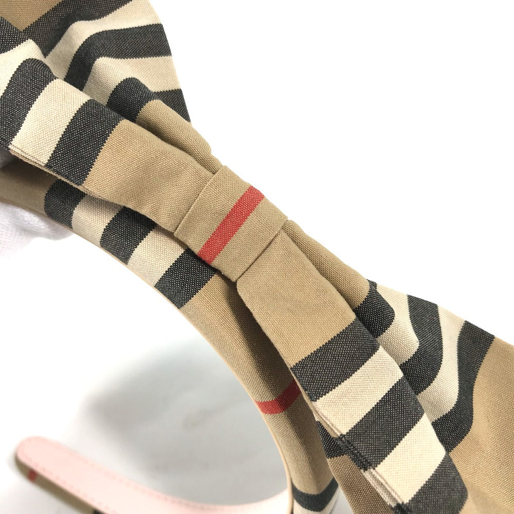 BURBERRY hair accessory canvas beige Check ribbon Women Used Authentic