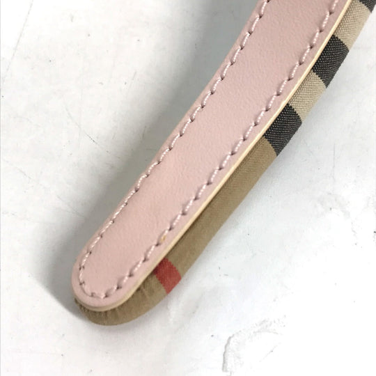BURBERRY hair accessory canvas beige Check ribbon Women Used Authentic