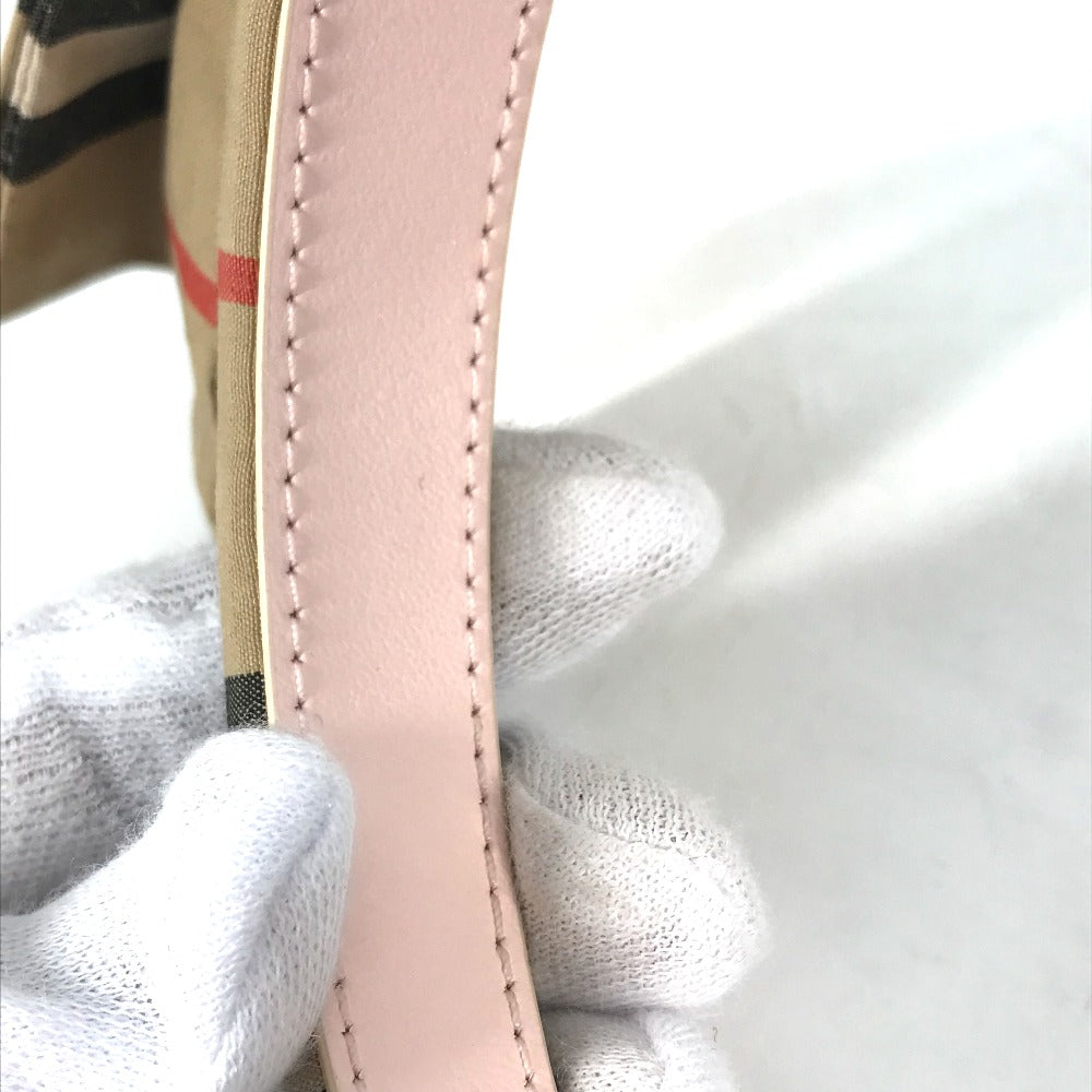 BURBERRY hair accessory canvas beige Check ribbon Women Used Authentic