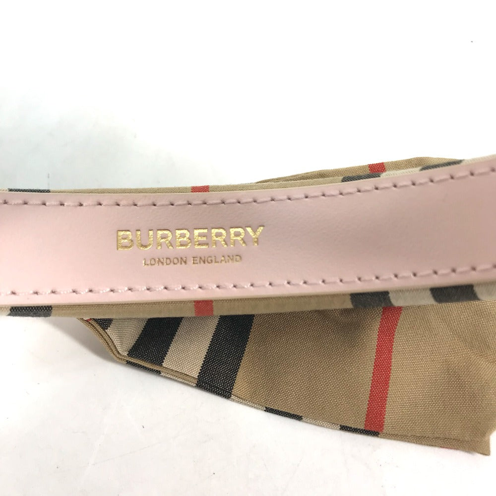BURBERRY hair accessory canvas beige Check ribbon Women Used Authentic