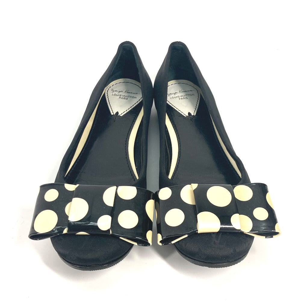 LOUIS VUITTON pumps Patent Leather, Canvas black Vernis Yayoi Kusama collaboration ribbon ribbon dot polka dot 36.5