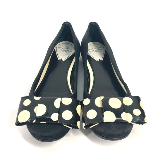 LOUIS VUITTON pumps Patent Leather, Canvas black Vernis Yayoi Kusama collaboration ribbon ribbon dot polka dot 36.5