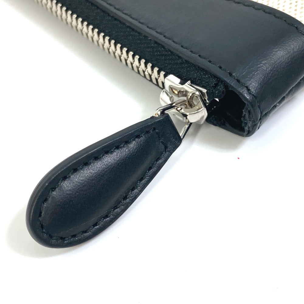 BALENCIAGA Clutch bag 420407 Canvas, Leather Ivory logo Navy clip M unisex Secondhand Authentic