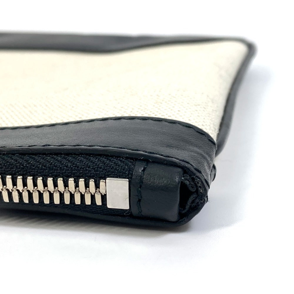 BALENCIAGA Clutch bag 420407 Canvas, Leather Ivory logo Navy clip M unisex Secondhand Authentic