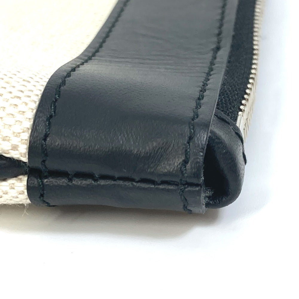 BALENCIAGA Clutch bag 420407 Canvas, Leather Ivory logo Navy clip M unisex Secondhand Authentic
