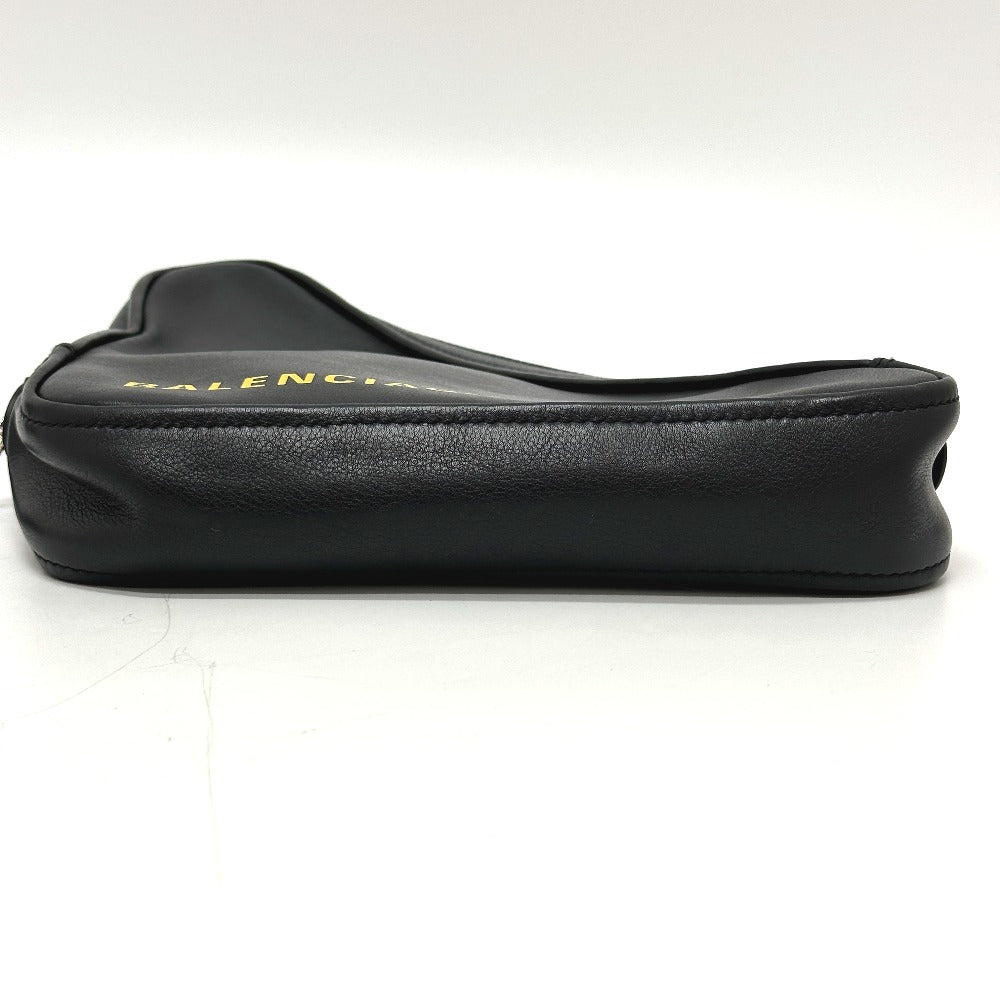 BALENCIAGA Pouch 476976 leather black Triangle triangle mens Used Authentic