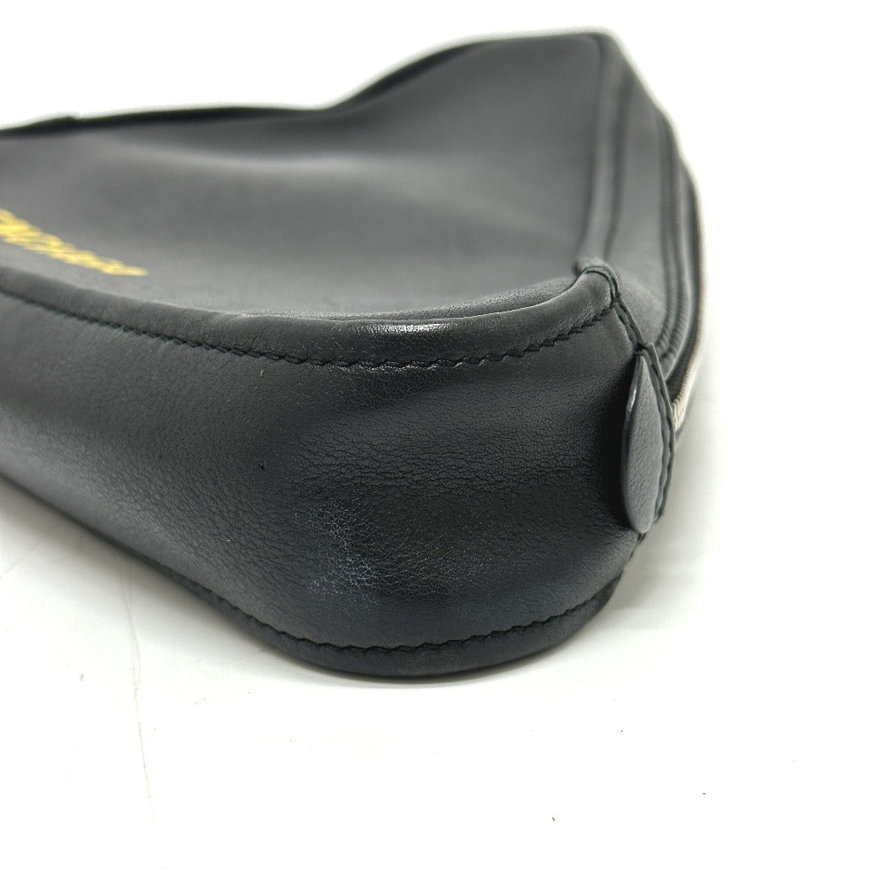 BALENCIAGA Pouch 476976 leather black Triangle triangle mens Used Authentic
