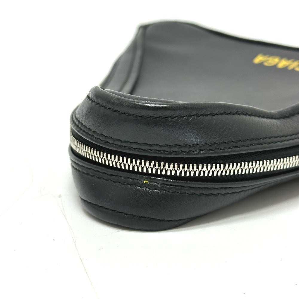 BALENCIAGA Pouch 476976 leather black Triangle triangle mens Used Authentic
