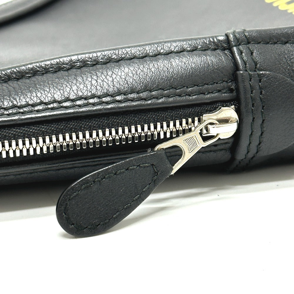 BALENCIAGA Pouch 476976 leather black Triangle triangle mens Used Authentic