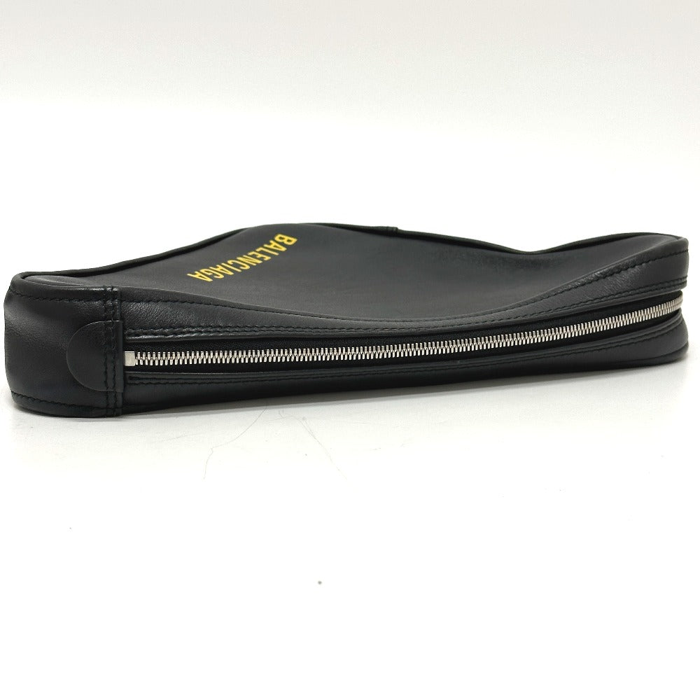 BALENCIAGA Pouch 476976 leather black Triangle triangle mens Used Authentic