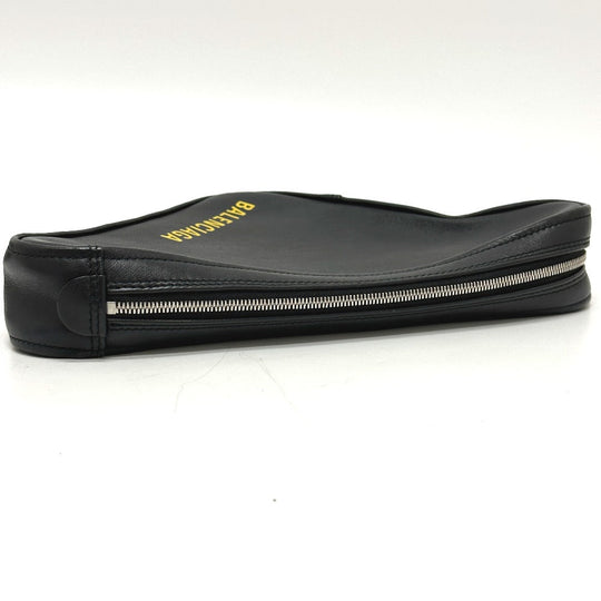 BALENCIAGA Pouch 476976 leather black Triangle triangle mens Used Authentic