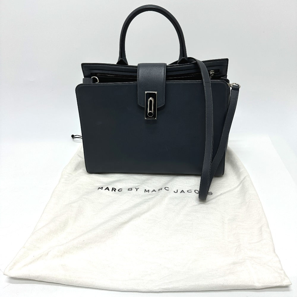 MARC JACOBS Tote Bag leather gray Turn lock Women Used Authentic