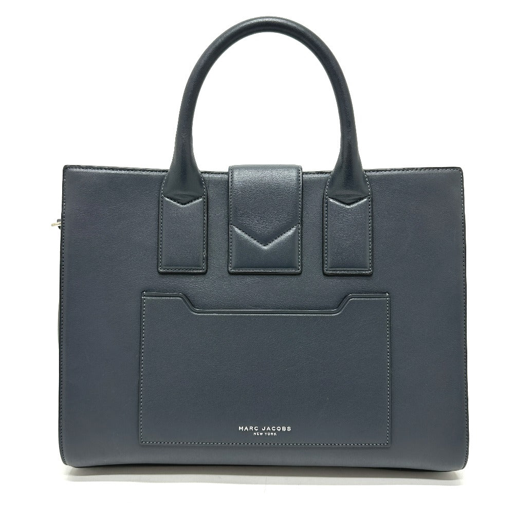 MARC JACOBS Tote Bag leather gray Turn lock Women Used Authentic