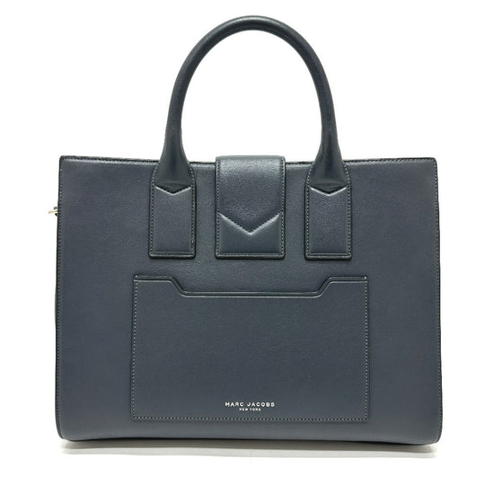MARC JACOBS Tote Bag leather gray Turn lock Women Used Authentic