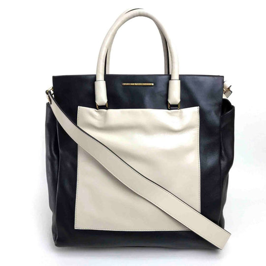 MARC BY MARC JACOBS Handbag leather black Two-tone Bicolor Tote Bag Women Used Authentic