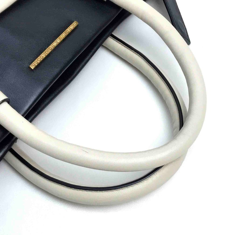 MARC BY MARC JACOBS Handbag leather black Two-tone Bicolor Tote Bag Women Used Authentic
