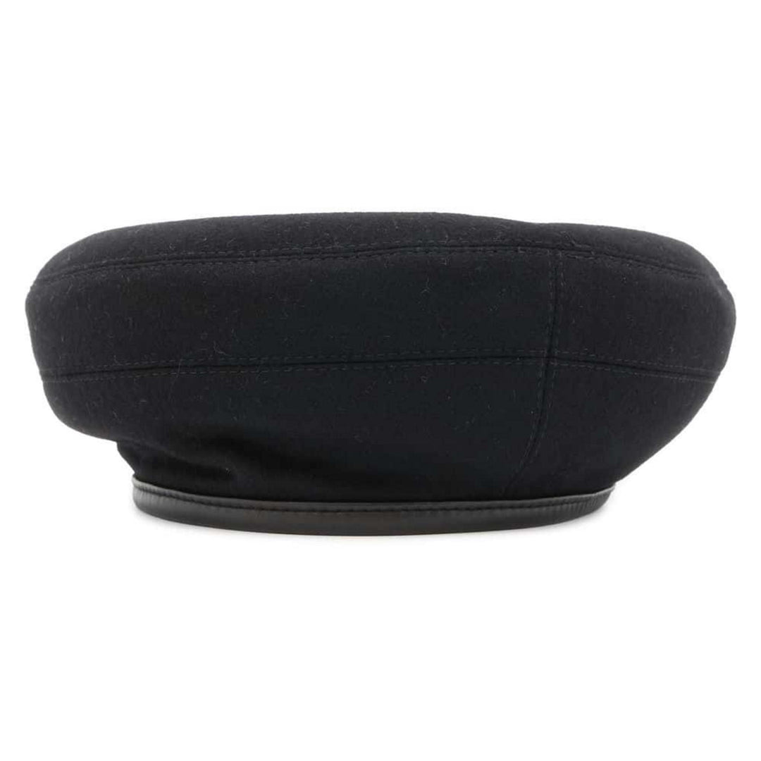 HERMES Saint-Honore Lift Embroidery Cashmere Black Beret Preloved