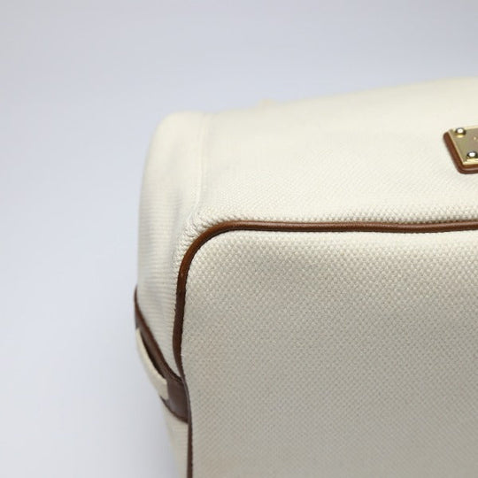 MICHAEL KORS Tote Bag Canvas, Leather, Sailcloth White x brown rope bag Marine Style Women Used Authentic