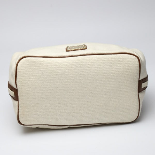 MICHAEL KORS Tote Bag Canvas, Leather, Sailcloth White x brown rope bag Marine Style Women Used Authentic