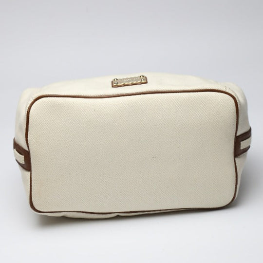 MICHAEL KORS Tote Bag Canvas, Leather, Sailcloth White x brown rope bag Marine Style Women Used Authentic