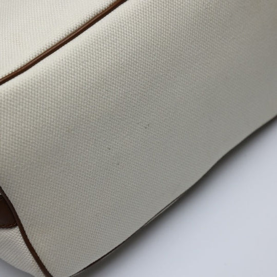 MICHAEL KORS Tote Bag Canvas, Leather, Sailcloth White x brown rope bag Marine Style Women Used Authentic