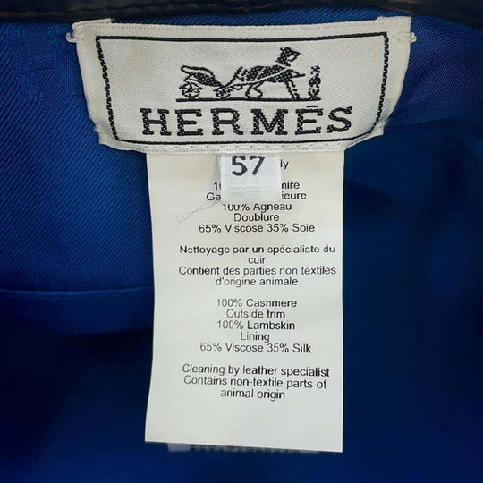 HERMES Saint-Honore Lift Embroidery Cashmere Black Beret Preloved