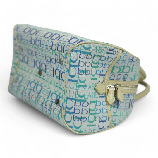 Burberry Blue Label Women's Handbag Monogram Canvas Leather Beige Blue Green Tote Bag