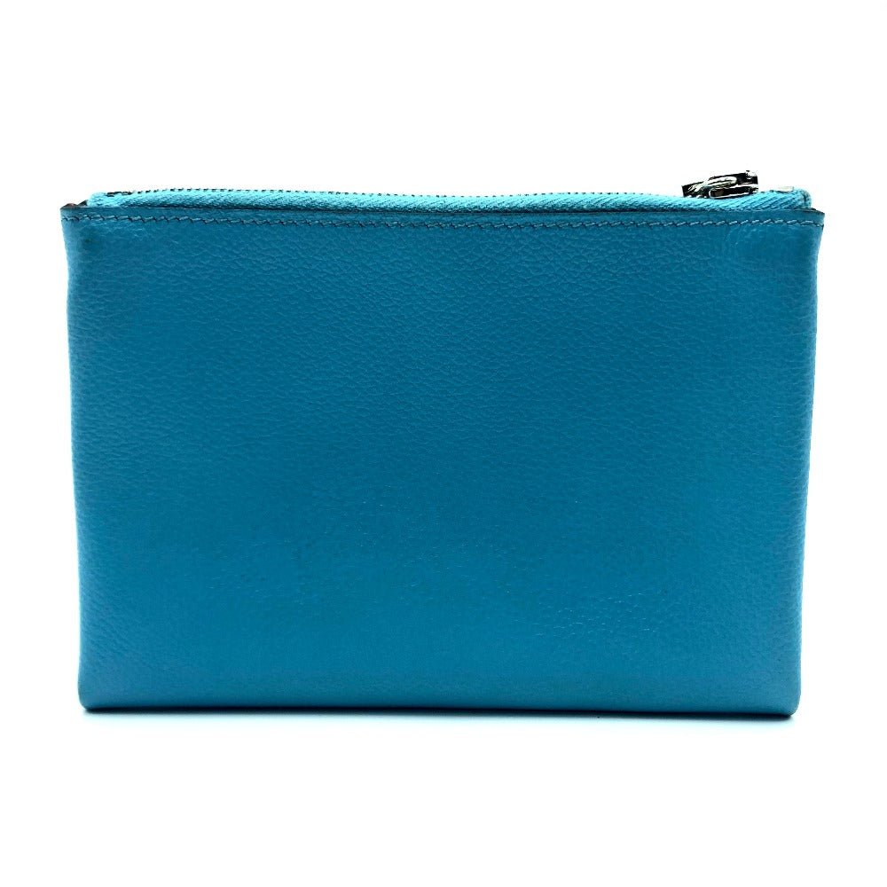 HERMES Pouch leather blue flat Atou PM Women Used Authentic