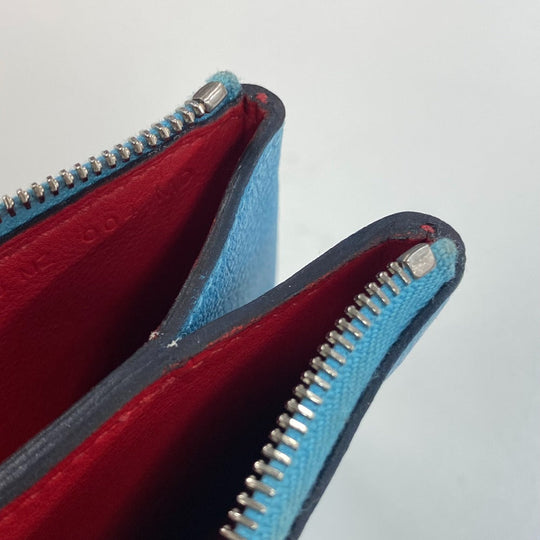 HERMES Pouch leather blue flat Atou PM Women Used Authentic